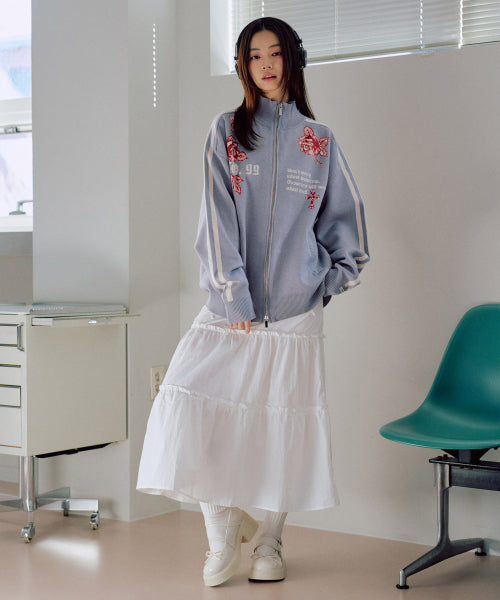 Liber Graphic Knit Zip-up [BLUE]