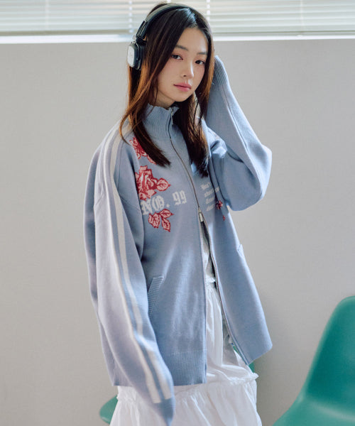 Liber Graphic Knit Zip-up [BLUE]
