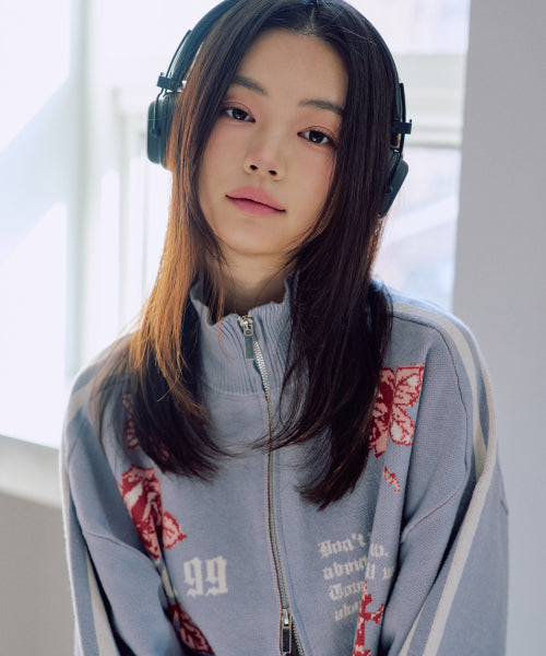 Liber Graphic Knit Zip-up [BLUE]