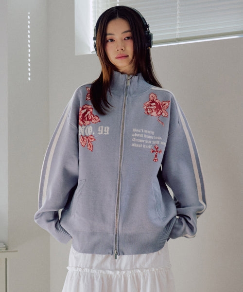 Liber Graphic Knit Zip-up [BLUE]