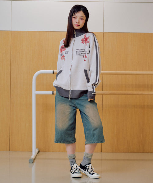 Liber Graphic Knit Zip-up [IVORY]