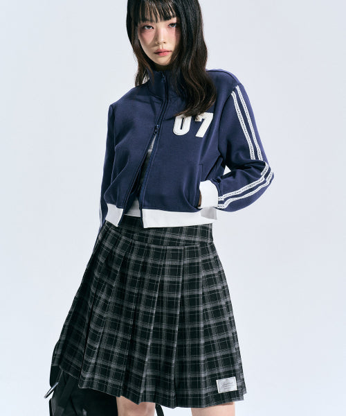 Erin Check Pleated Skirt [CHARCOAL]