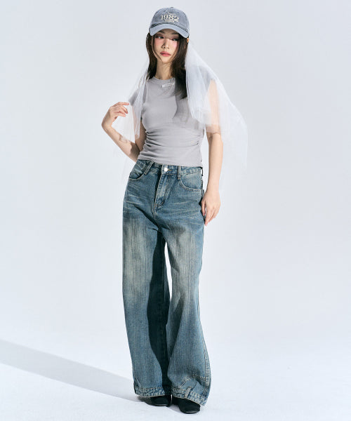 Destin Washing Wide Pants [L/DENIM]