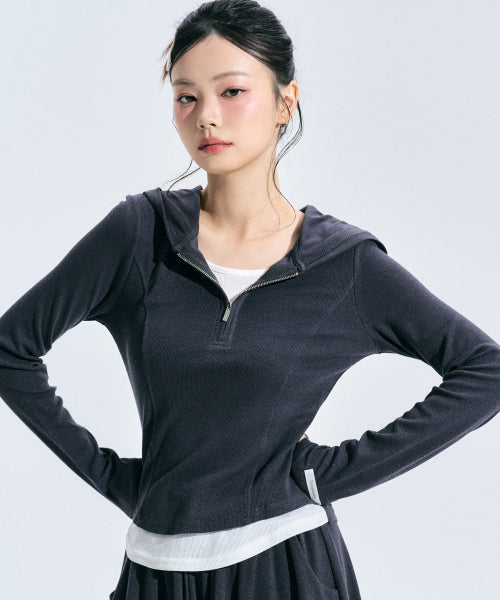 Eider Layered Half Zip-up [CHARCOAL]