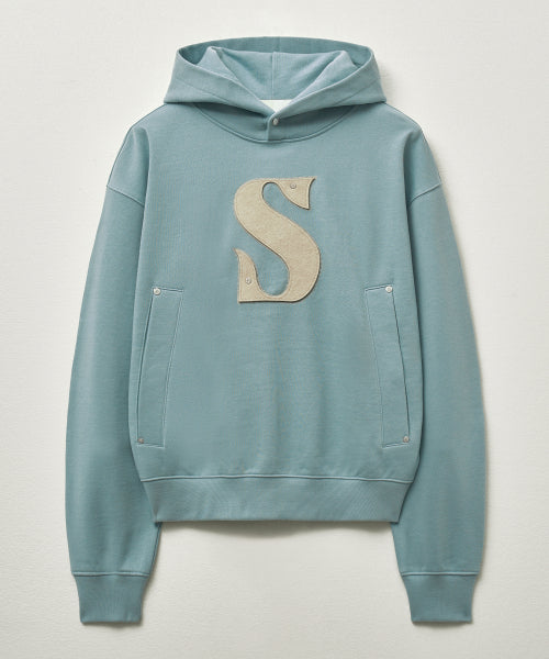 Rivet Applique Pocket Logo Hoodie Fog Blue
