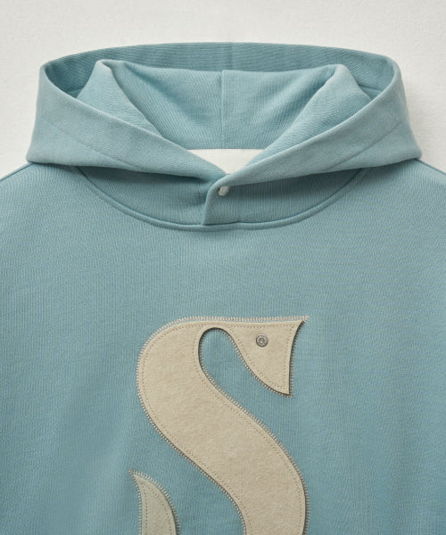 Rivet Applique Pocket Logo Hoodie Fog Blue