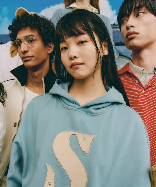 Rivet Applique Pocket Logo Hoodie Fog Blue