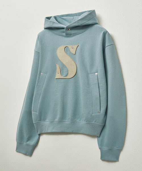 Rivet Applique Pocket Logo Hoodie Fog Blue