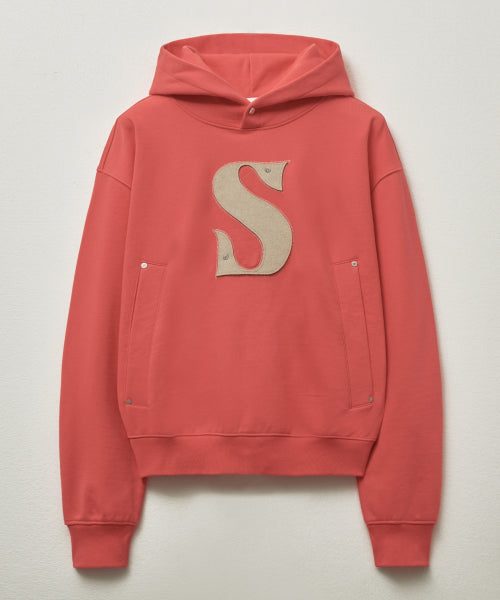 Rivet Applique Pocket Logo Hoodie Pink