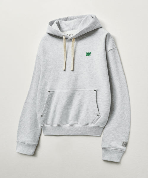 Classic Small Logo Rivet Hoodie Melange White