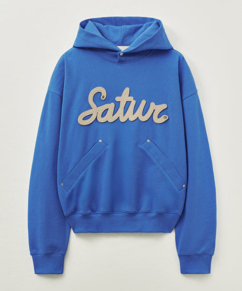 Lugo Applique Rivet Hoodie Blue