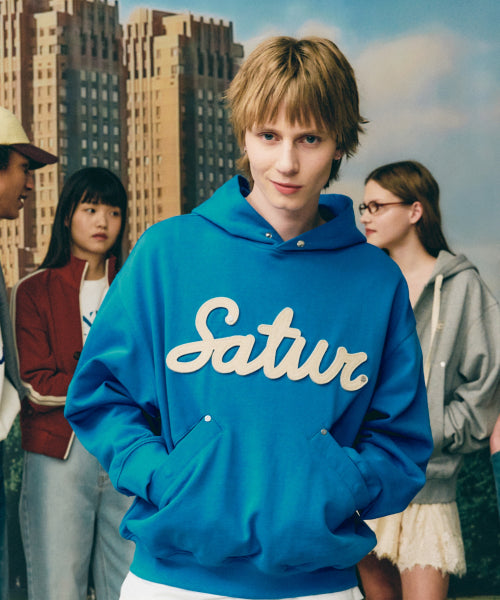Lugo Applique Rivet Hoodie Blue