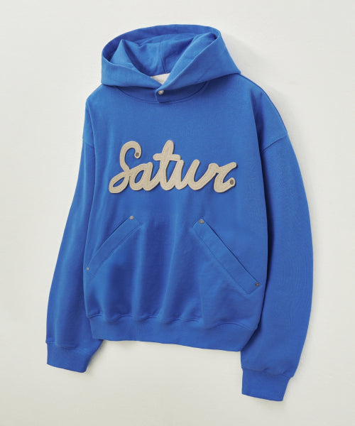 Lugo Applique Rivet Hoodie Blue