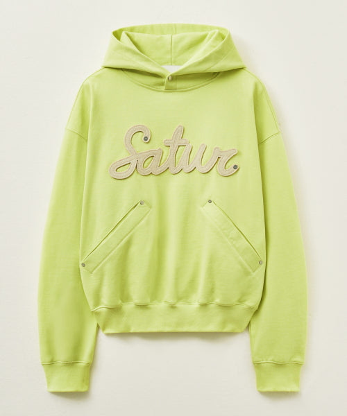 Lugo Applique Rivet Hoodie Neon Yellow