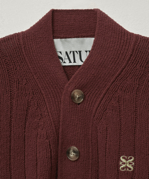 Faro Over Size Boucle Cardigan Burgundy
