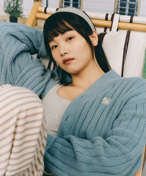 Faro Over Size Boucle Cardigan Fog Blue