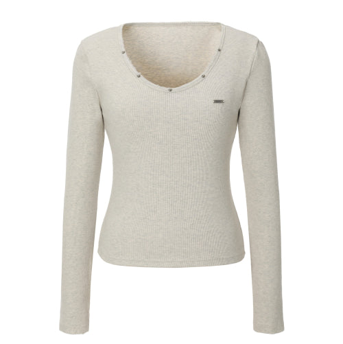 Damage Stud T-shirt (beige)