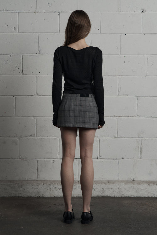 Classic Checkered Mini Skirt Gray