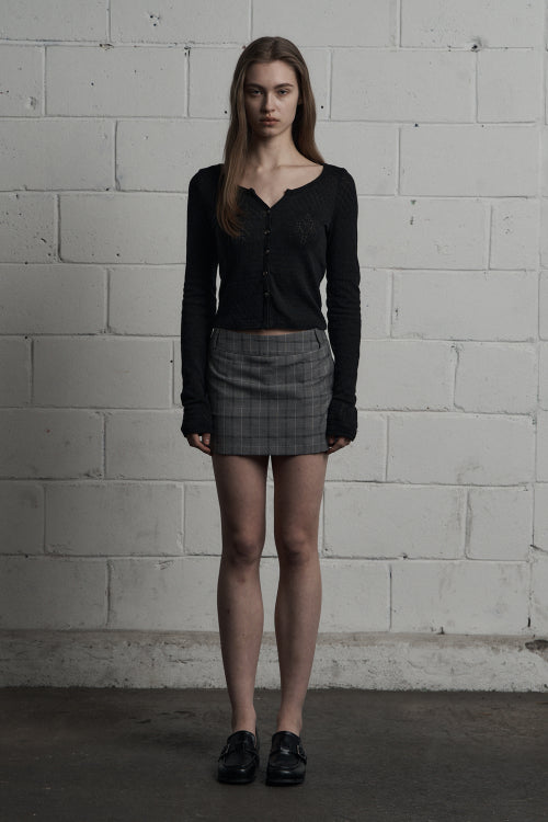 Classic Checkered Mini Skirt Gray