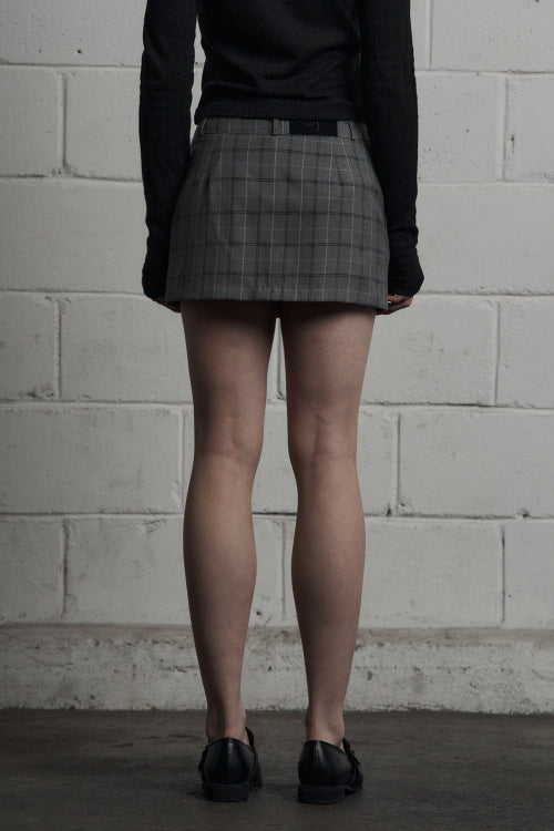Classic Checkered Mini Skirt Gray