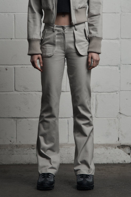 cargo pocket cotton pants gray