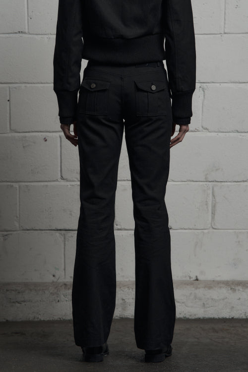 cargo pocket cotton pants black