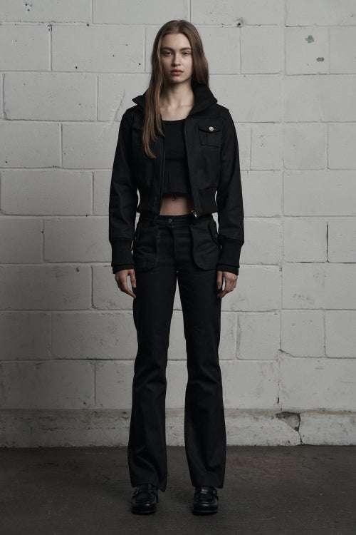 cargo pocket cotton pants black