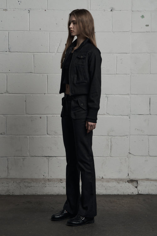 cargo pocket cotton pants black