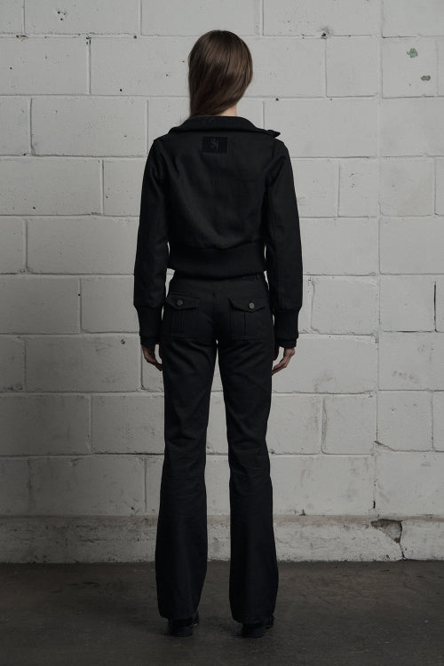 cargo pocket cotton pants black