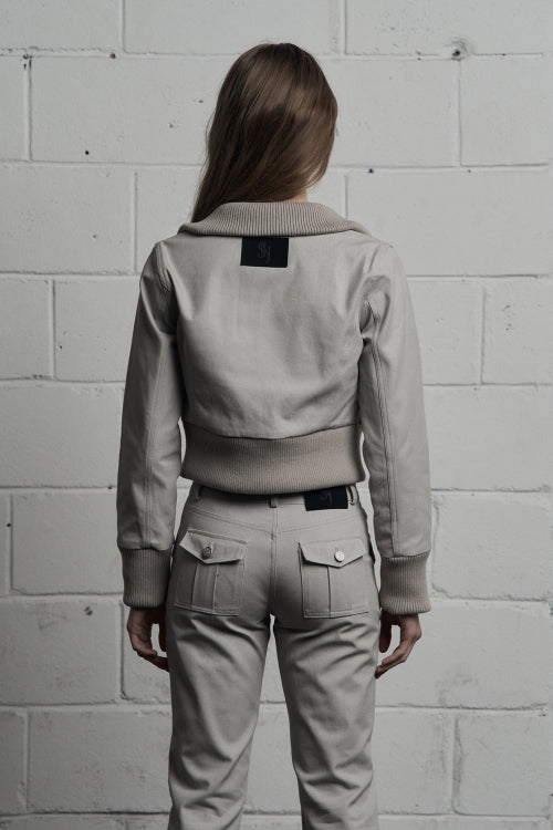 cargo pocket cropped jumper gray