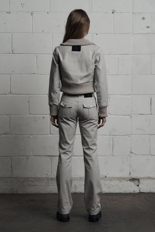 cargo pocket cropped jumper gray