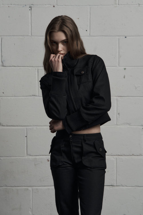 cargo pocket cropped jumper black