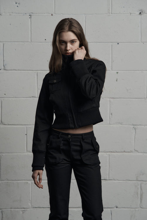 cargo pocket cropped jumper black