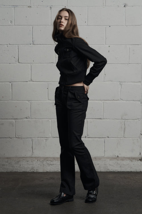 cargo pocket cropped jumper black