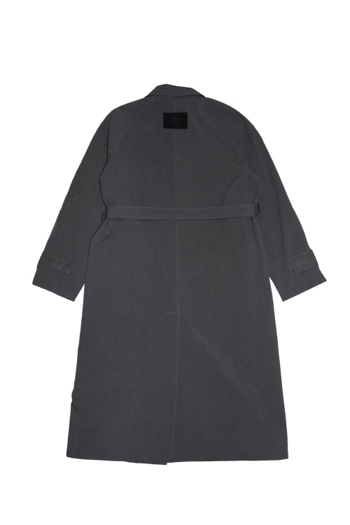 Cotton Collar Long Jacket Charcoal