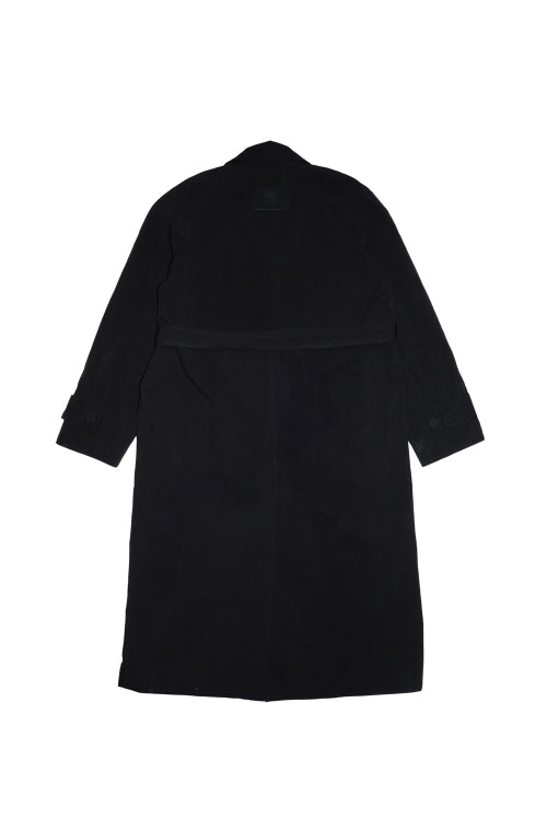 Cotton Collar Long Jacket Black