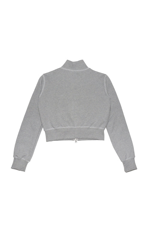 Stitch High Neck Cropped Zip-Up Melange