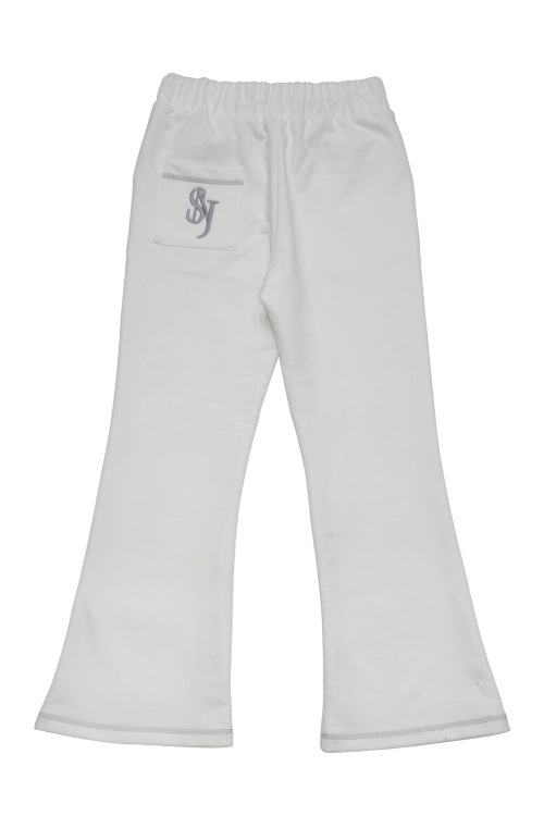 Stitch Bootcut Sweat Pants White
