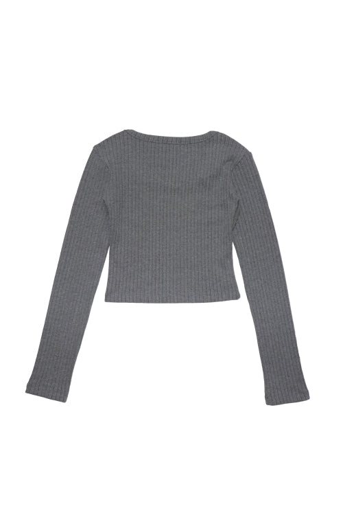Wood Rib Long Sleeve Dark Gray