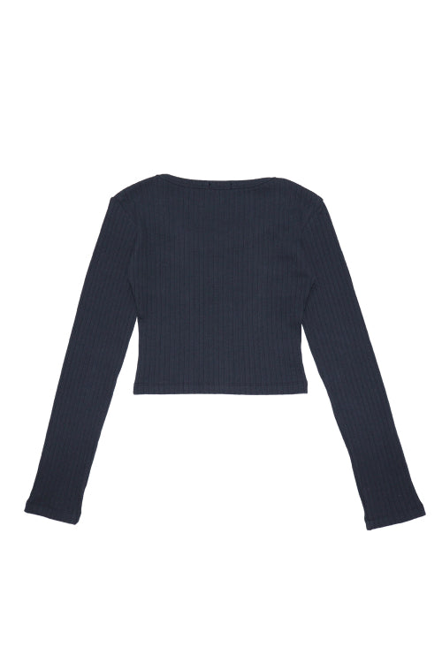 Wood Rib Long Sleeve Navy