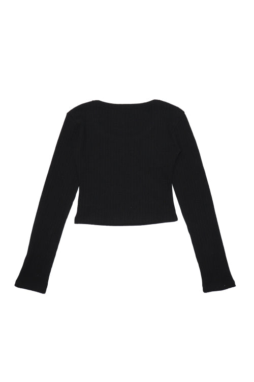 Wood Rib Long Sleeve Black