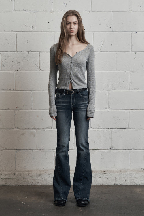 Brush Cat Washing Denim Pants Blue