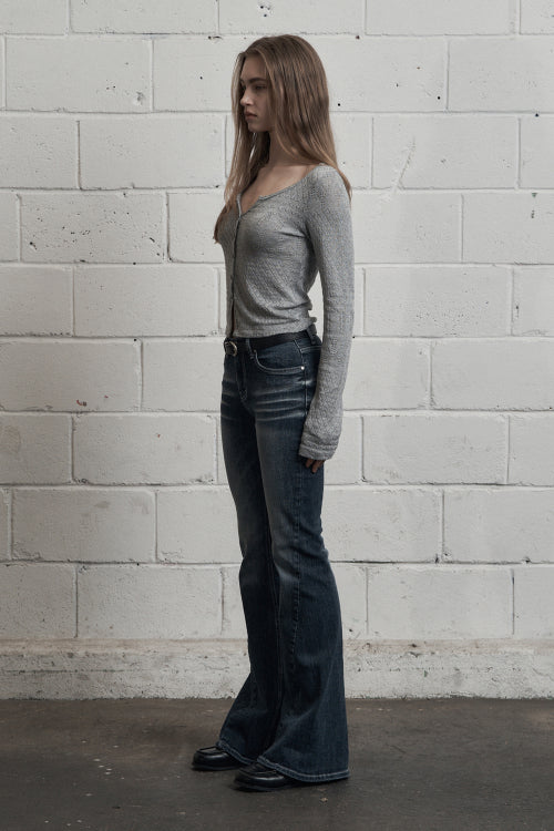 Brush Cat Washing Denim Pants Blue