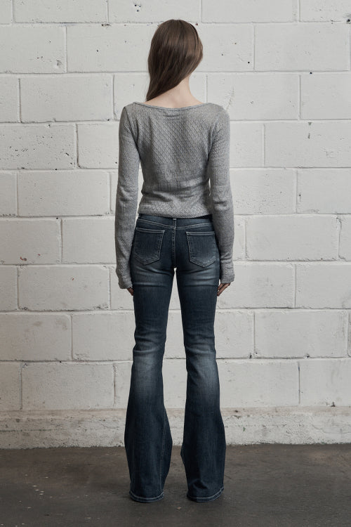 Brush Cat Washing Denim Pants Blue