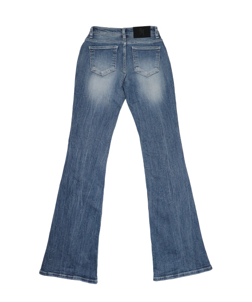 Linkle cat washed denim pants light blue