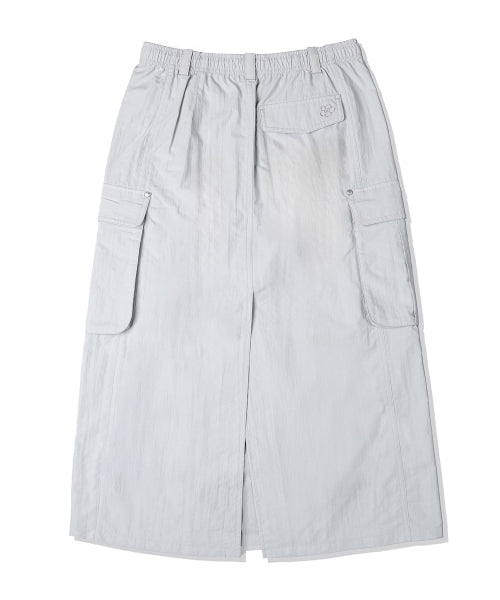 Women's nylon cargo long skirt gray
