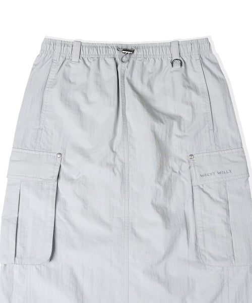 Women's nylon cargo long skirt gray