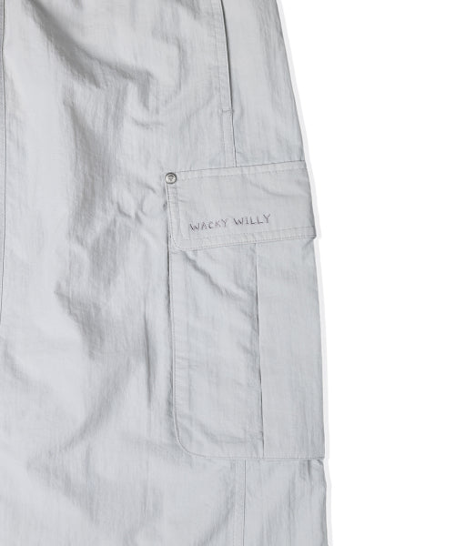 Women's nylon cargo long skirt gray