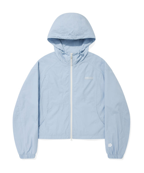 Women's Nylon Hooded Zip-Up Jumper Sky Blue