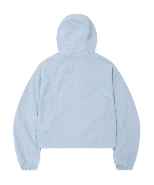 Women's Nylon Hooded Zip-Up Jumper Sky Blue